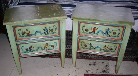 Pair of  Monkey's Painted Nightstands