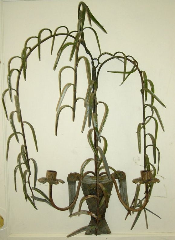 Pair of Old Tole Decorative Sconces