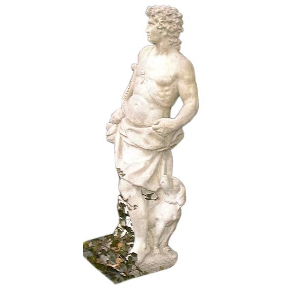 Statuesque  Stone Sculpture of  Apollo and his Dog