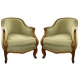 Handsome Pair of Bergere Tub Chairs