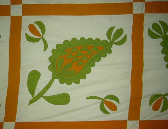 Antique Trapunto Pineapple Quilt