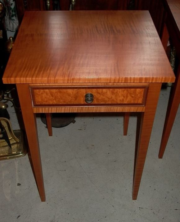 Beautiful Pair of Curly Maple Eldred Wheller Bedside Tables