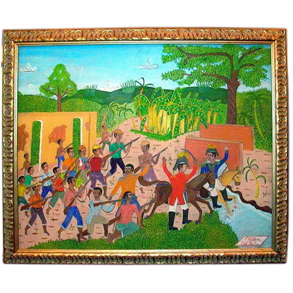 Haitian Painting by Obin For Sale