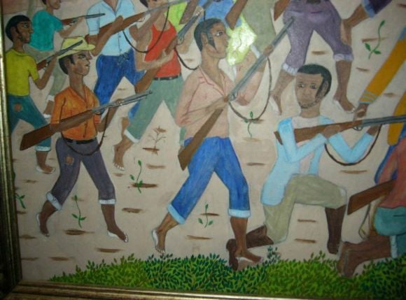 Haitian Painting by Obin In Excellent Condition For Sale In Wainscott, NY