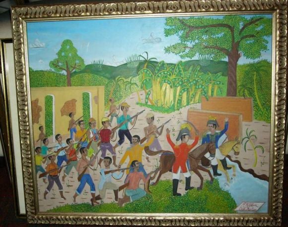 Haitian Painting by MM Obin, Framed