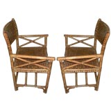 Pair of Leather Woven Chairs