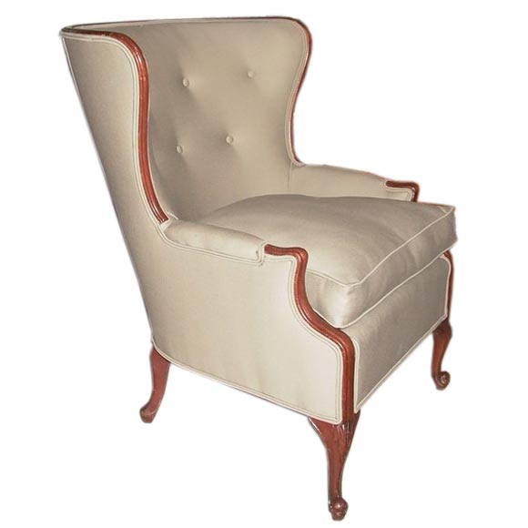 Curved Button Back Wing Chair