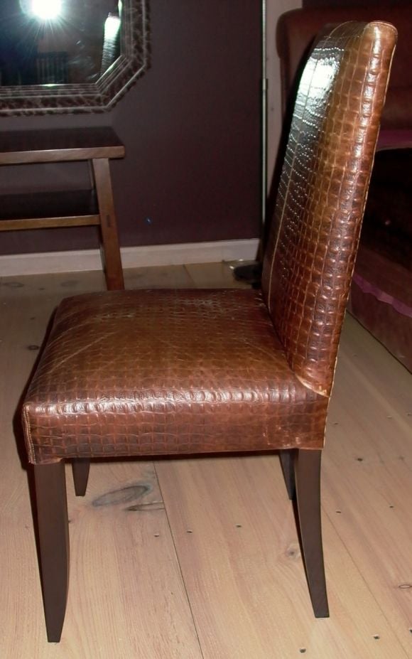 Faux Alligator Leather Chair at 1stDibs
