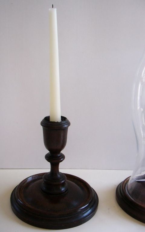 Pair of Wood Candle Sticks with Hurricanes