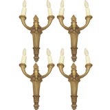 Set of Four Attractive Gilded Rams Head Sconces