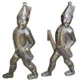 Antique Bronze Hessian Solder Andirons