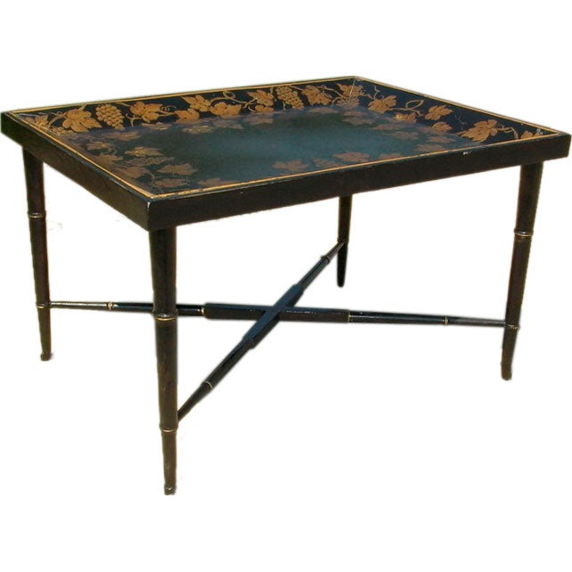 Decorative Tole Tray Table For Sale