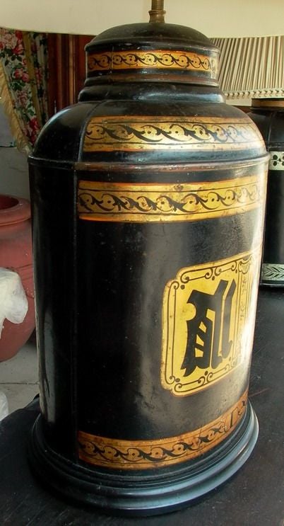 19th Century Beautiful English Tea Tin Lamp