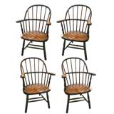 Antique Assembled Set of 10 Firehouse Windsor Arm Chairs