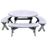 Vintage Outdoor Round Table & 4 Benches