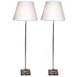 Pair of French Nickel Plated Floorlamps