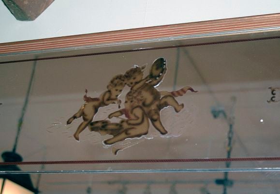 Large Horizontal Reverse Painted Mirror