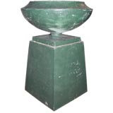 Large Green Painted Cast Iron Urn