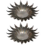 Pair of Silver
Gilt Metal Sunburst Ceiling Fixtures Pair of Silver
Gilt Metal Sunburst Ceiling Fixtures