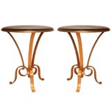 Pair of Gilt Iron Round Occasional Tables
