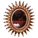Spanish  Oval Gilt Metal Sunburst Mirror