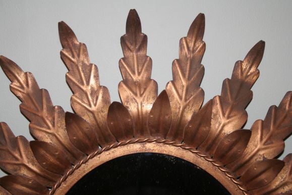 Spanish  Oval Gilt Metal Sunburst Mirror