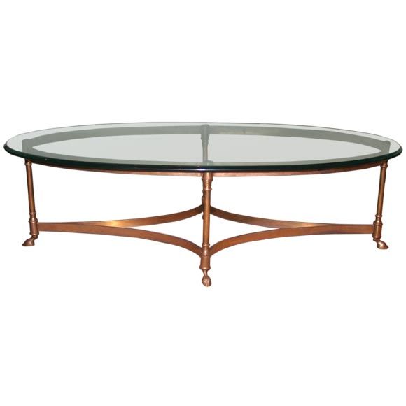 Oval Glass Coffee Table at 1stDibs