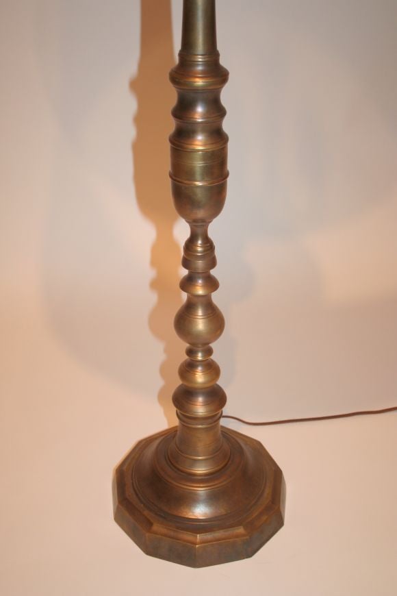 Handsome oil rubbed bronze floorlamp, sold with paper shade