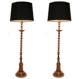 Pair of French Nickel Plated Floor Lamps