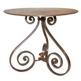 Small Iron Coffee Table With 3 Scroll Legs