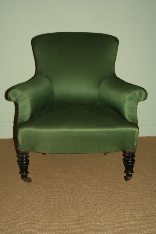 Comfortable French Napoleon III 19th Century armchair sold in vintage fabric.<br />
<br />
(price shown for chair as is)