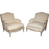 Pair  of Louis XV Style Armchairs & Ottomans
