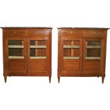 Antique Pair of Marble Top Bookcases