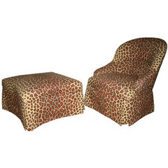 Napoleon III Style Slipper Chair and Ottoman