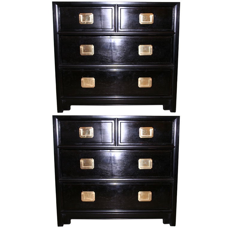 Pair of Ebonized Chest of Drawers