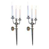Pair of French 1940's Nickeled Plated Sconces