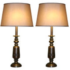 Pair of Sculptural Brass Lamps 10