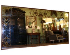 Reverse-Painted Mirror with Original Rosettes