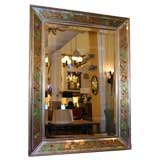 Reverse-Painted Mirror with Colorful Floral Motif