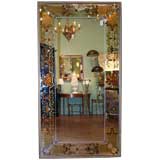 Large French Reversed Painted Mirror