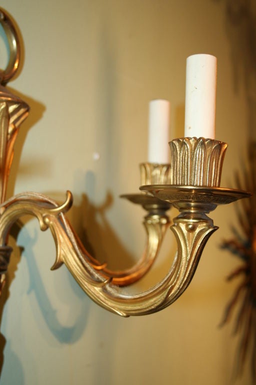 French Pair of Bagues Gilt Sconces