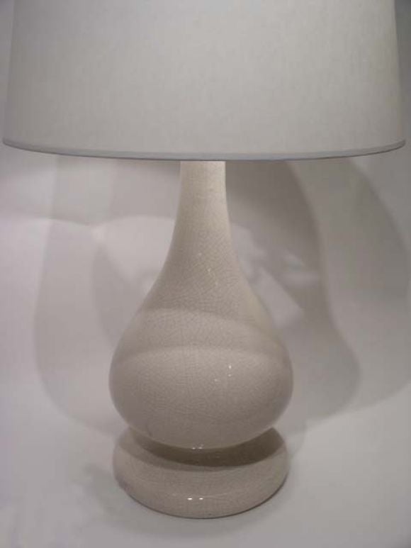 French 1950s white ceramic lamp with a crackle glaze