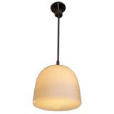 Antique European mid 20th century suspended white glass light fixture