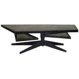 Iron and Tile Coffee Table with Swinging Trays