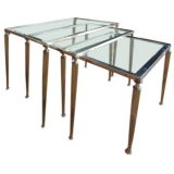 Set of Three Brass Nesting Tables