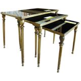 Set of Brass and Glass Nesting Tables