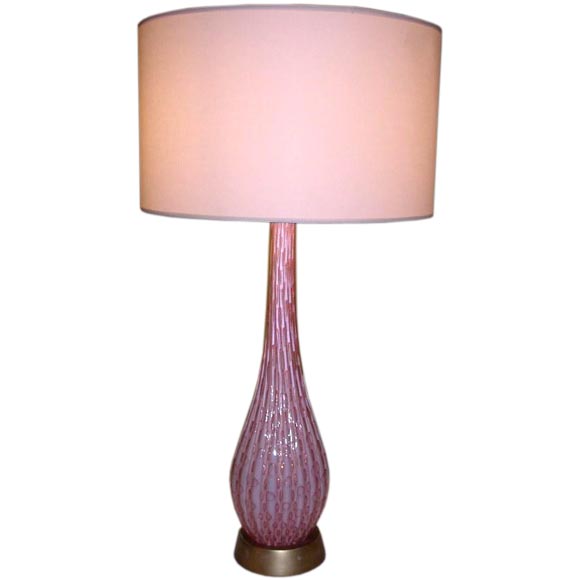 Large Pink and Gold Murano Lamp