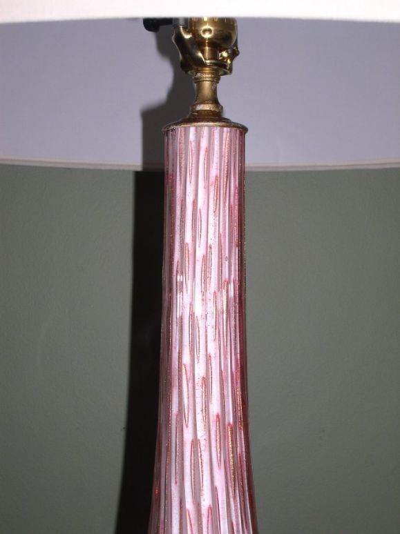Large Pink and Gold Murano Lamp 2