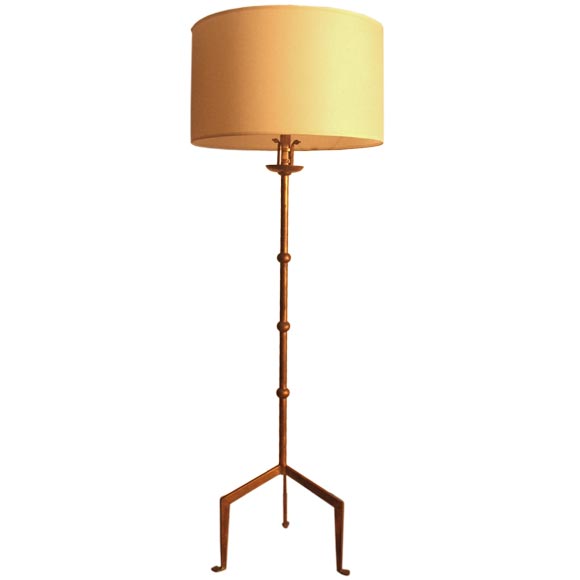 Large Spanish gilt iron floorlamp