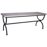 Iron Coffee Table with Limestone